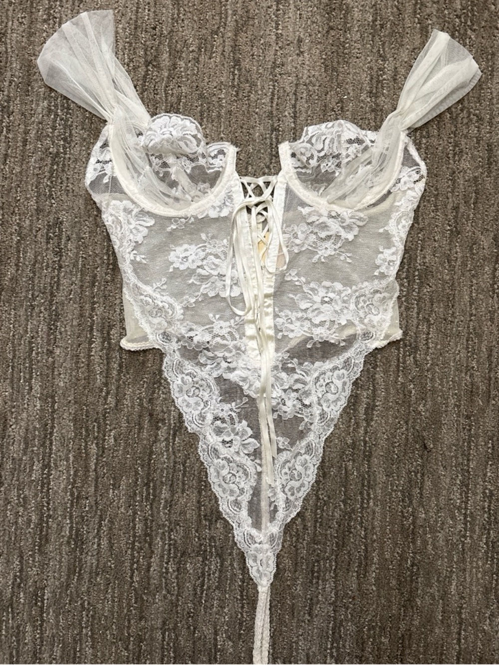 NWT Vintage Victoria Secret White Lace Bodysuit